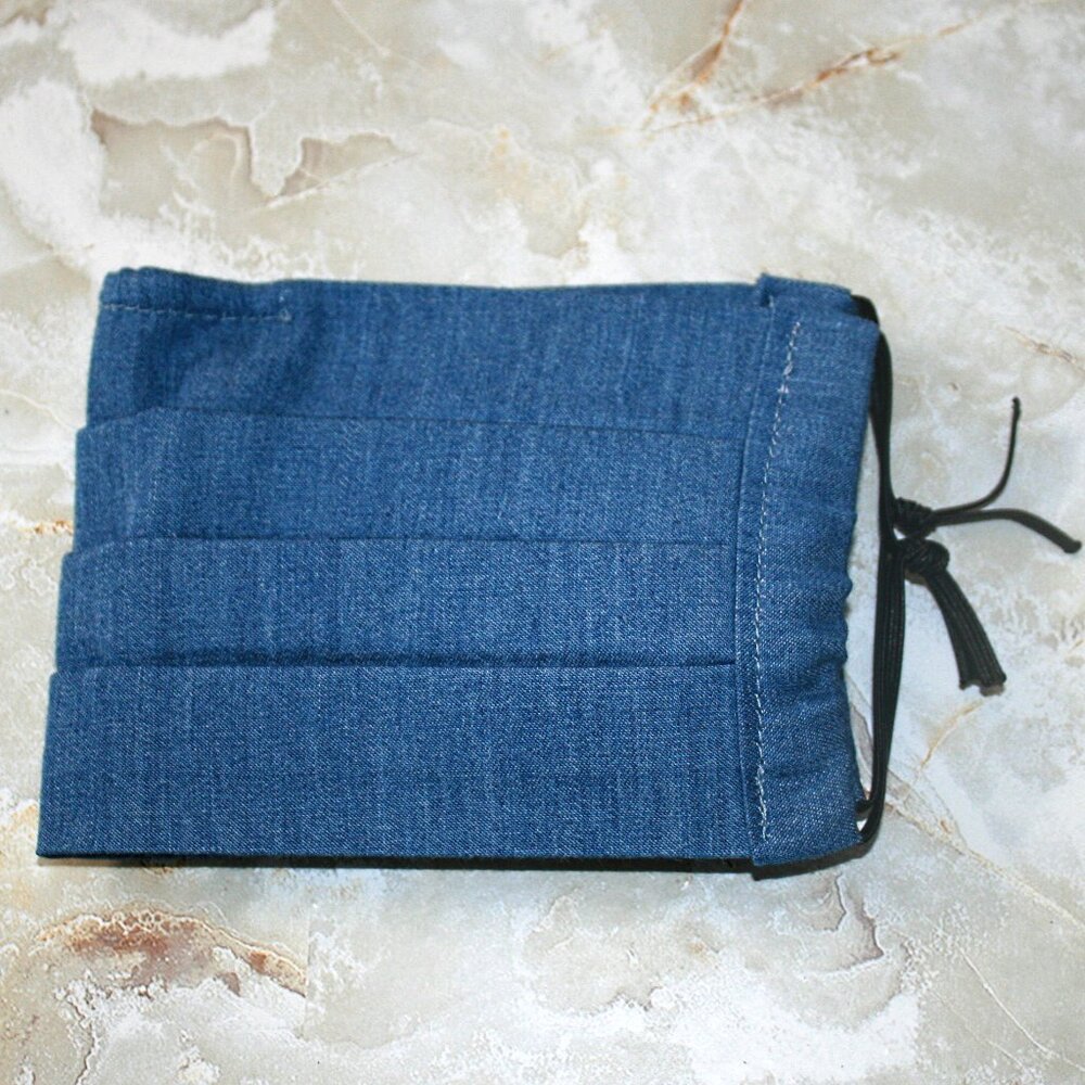 HAND CRAFTED Face Mask Chambray Denim Adult Cloth Fabric Solid - Pocket Style - Picture 2 of 15